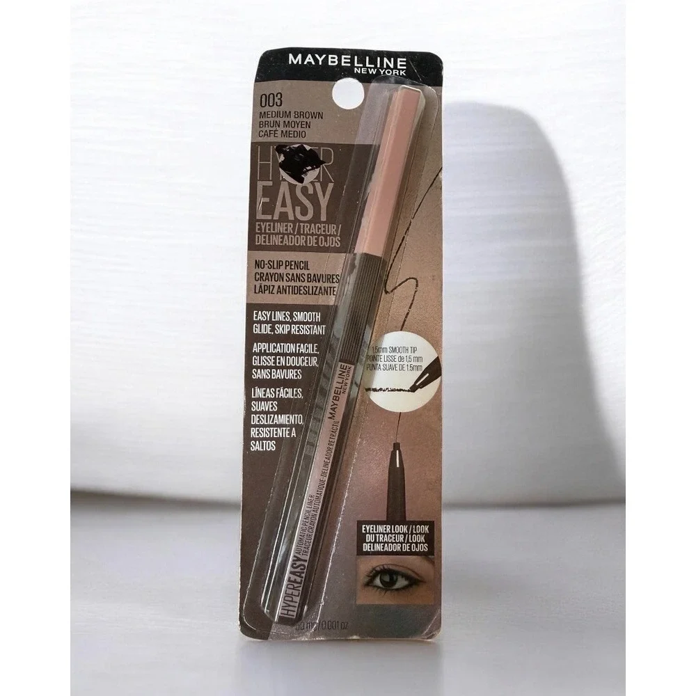Maybelline Eyestudio Hyper Easy No Slip Pencil Eyeliner Makeup 003 Medium Brown
